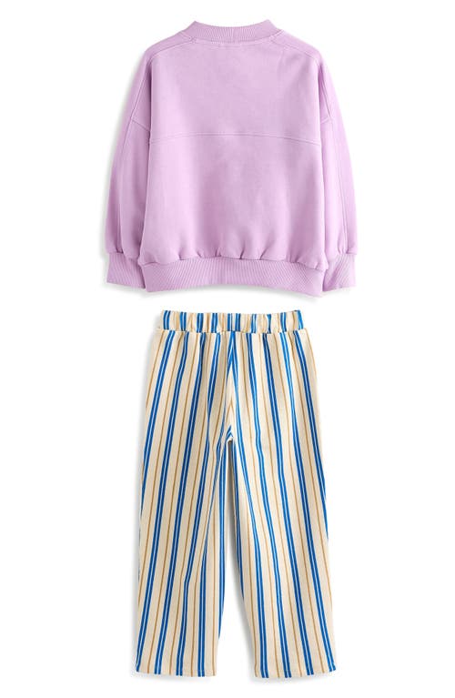 Next Kids' Zesty Graphic Sweatshirt & Stripe Pants Set In Purple