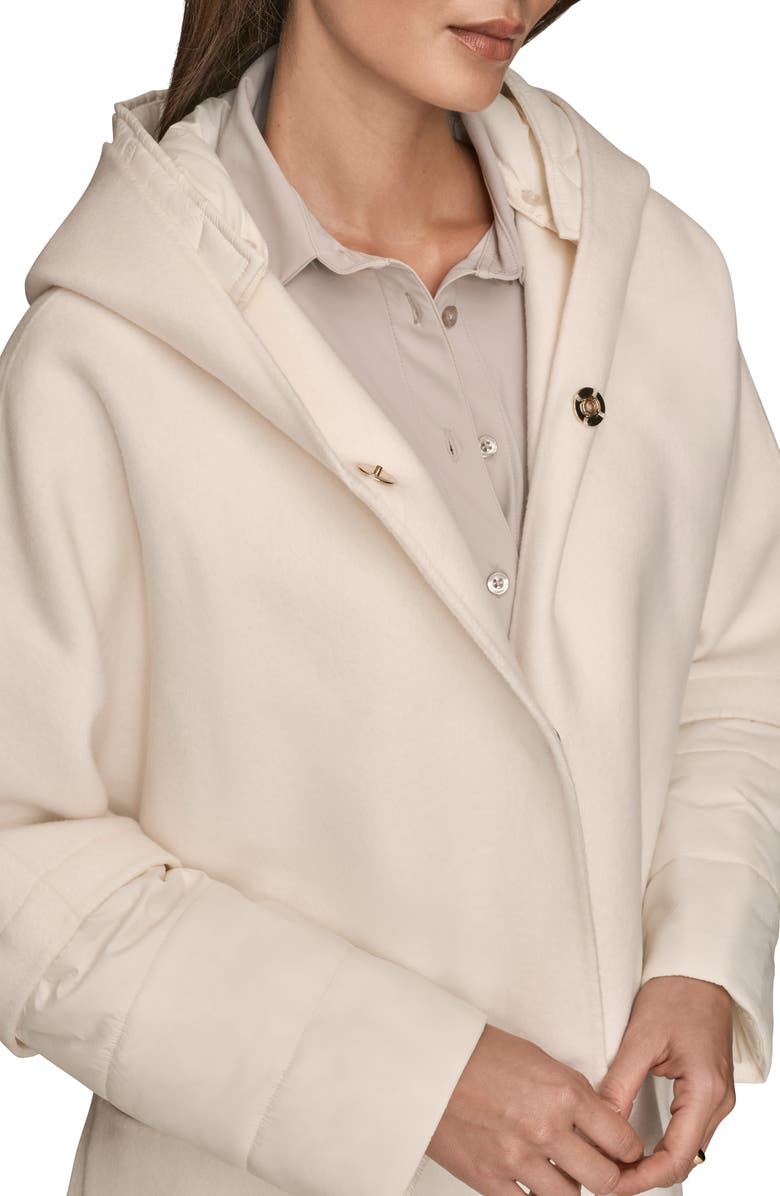 Donna Karan New York Wool Blend Coat with Puffer Sleeves, Alternate, color, Cream
