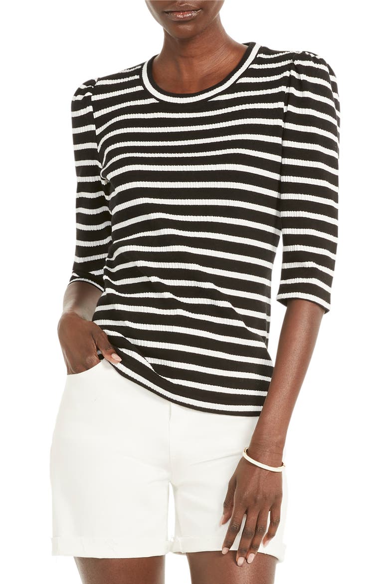 Late Sunset Puff Shoulder Top, Main, color, BLACK MULTI