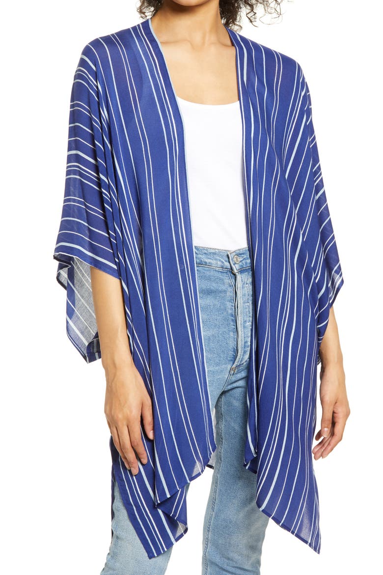 Everyday Printed Ruana, Main, color, BLUE JENNA STRIPE