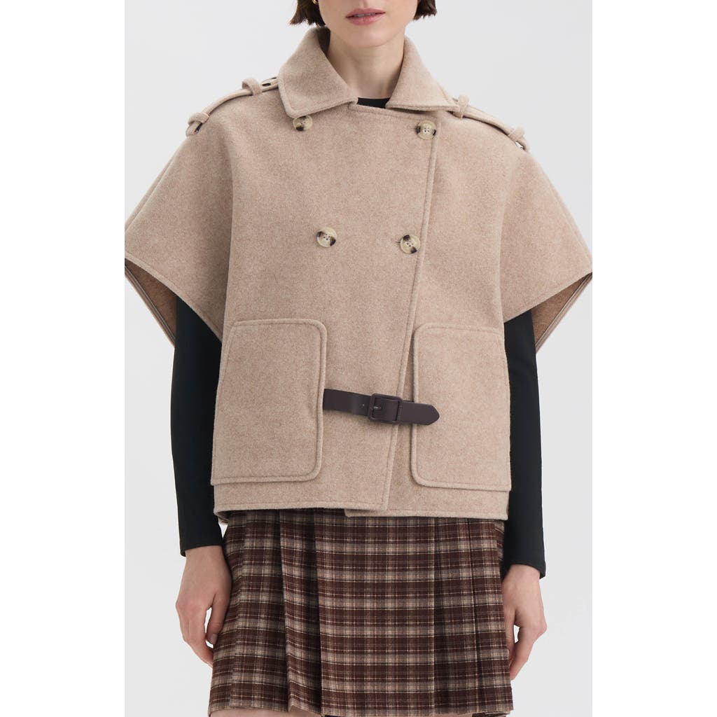 Hunter Knit Tweed Cape In Neutral