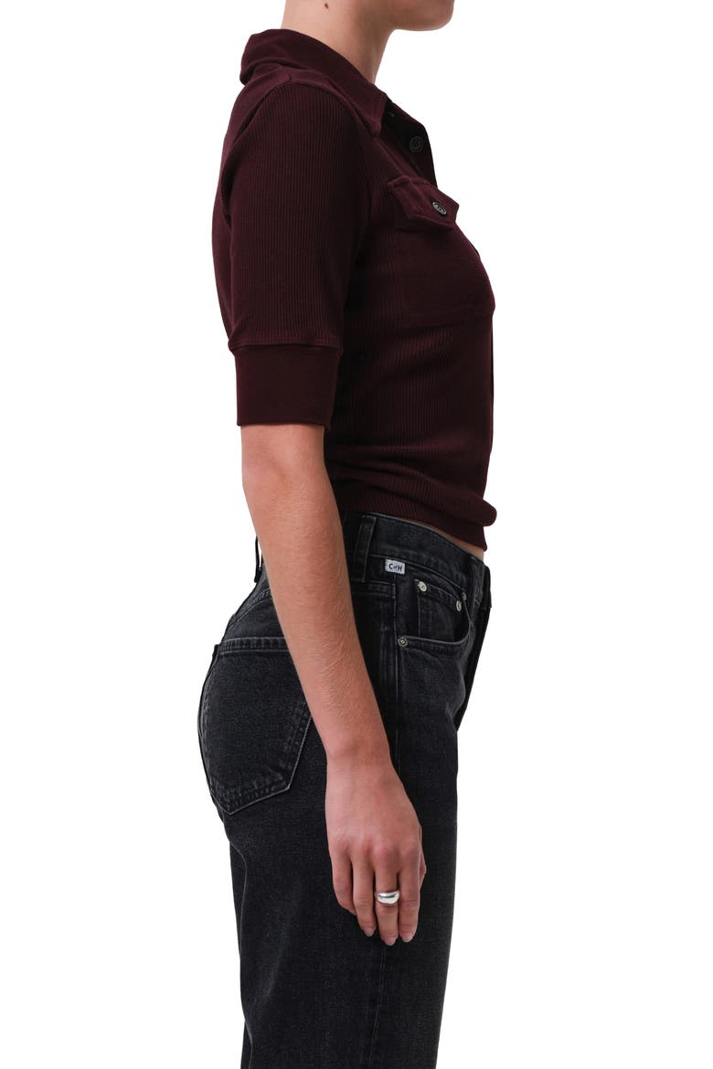 Amina Rib Polo, Alternate, color, MAHOGANY