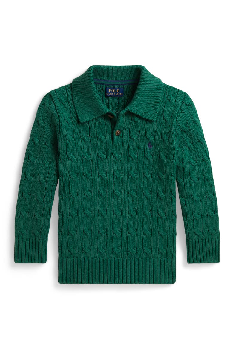 Kids' Cable Knit Cotton Sweater, Main, color, VERANO GREEN/ C0794