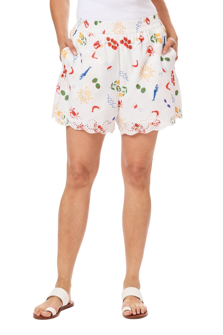 Embroidered Cotton Shorts, Alternate, color, SUGAR SWIZZLE CONVERSATIONAL