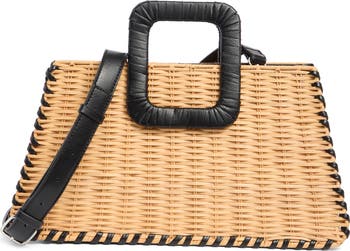 Wicker Whipstitched Top Handle Bag