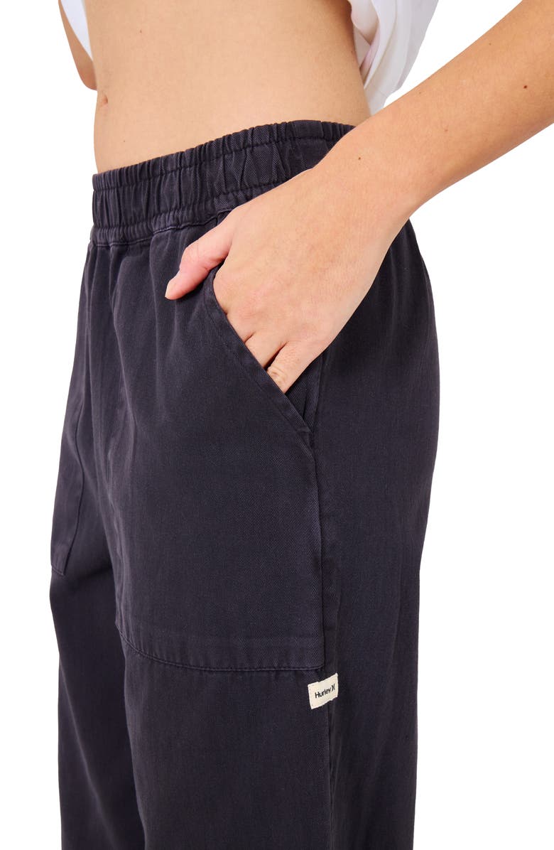 Hurley Wavy Days Wide Leg Pants, Alternate, color, Off Black