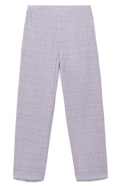 Shop Mango Stripe Stretch Cotton Pajama Pants In Lilac