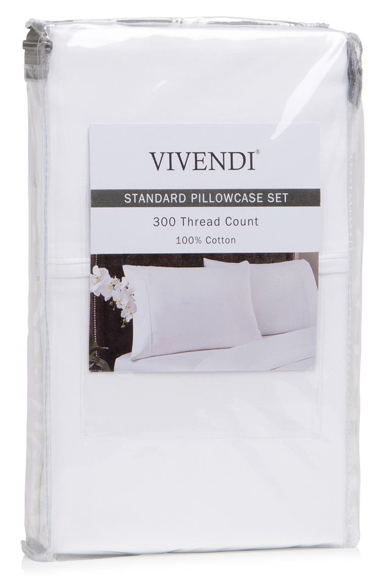 Vivendi Set of 2 300 Thread Count Pillowcases, Alternate, color, WHITE