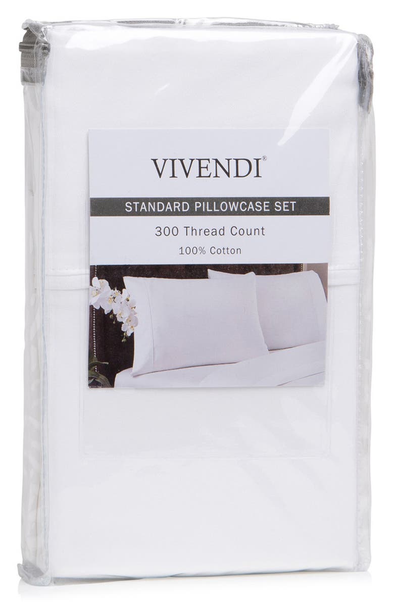 BEDHOG Vivendi Set of 2 300 Thread Count Pillowcases, Alternate, color, White