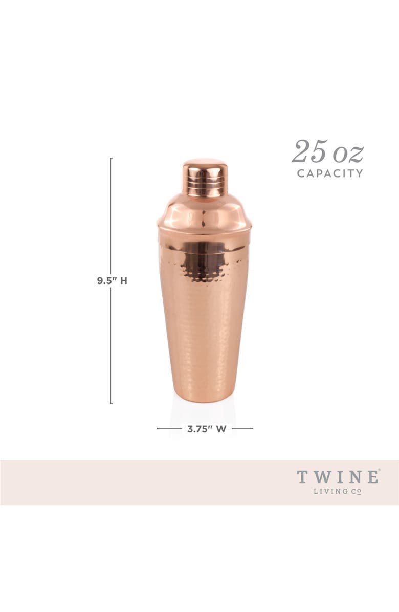 TWINE Hammered Cocktail Shaker in Copper, Alternate, color, Copper