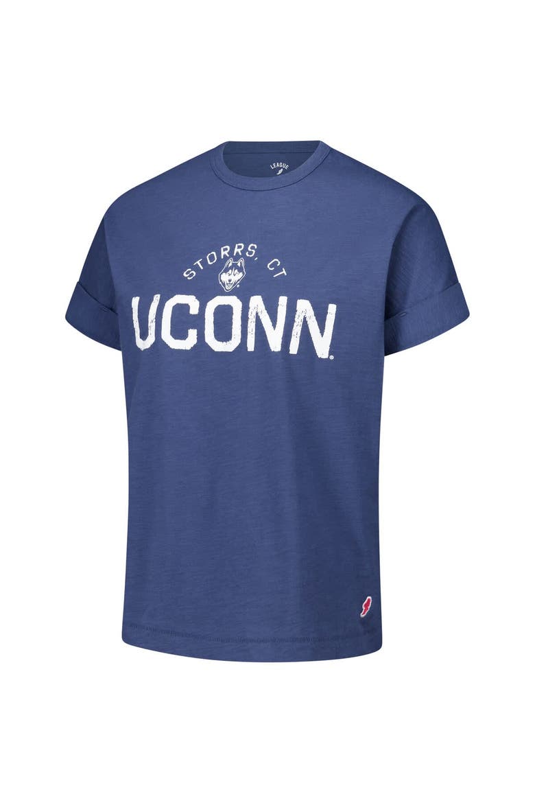 Women's League Collegiate Wear Navy UConn Huskies Slub Rolled Cuff T-Shirt, Alternate, color, Navy