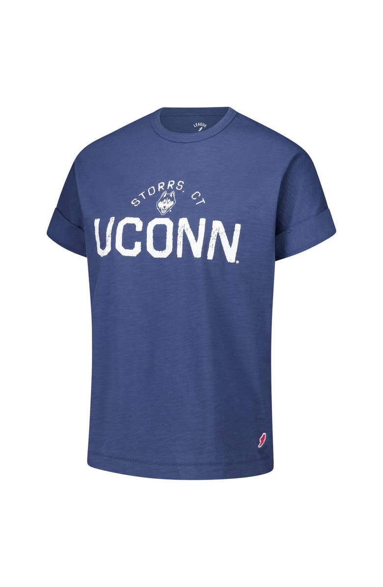 LEAGUE COLLEGIATE WEAR Women's League Collegiate Wear Navy UConn Huskies Slub Rolled Cuff T-Shirt, Alternate, color, Navy