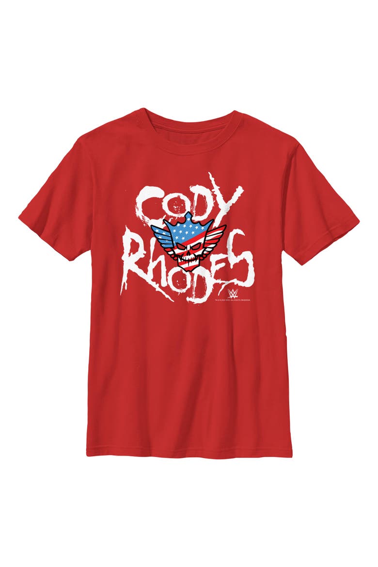 Boy's WWE Rhodes Skull Logo  Graphic T-Shirt, Main, color, Red