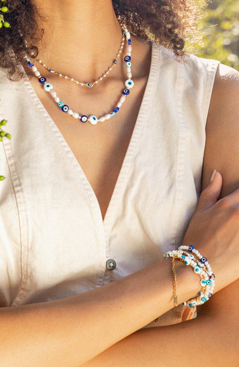 Petit Moments Evil Eye Beaded Necklace, Alternate, color, 