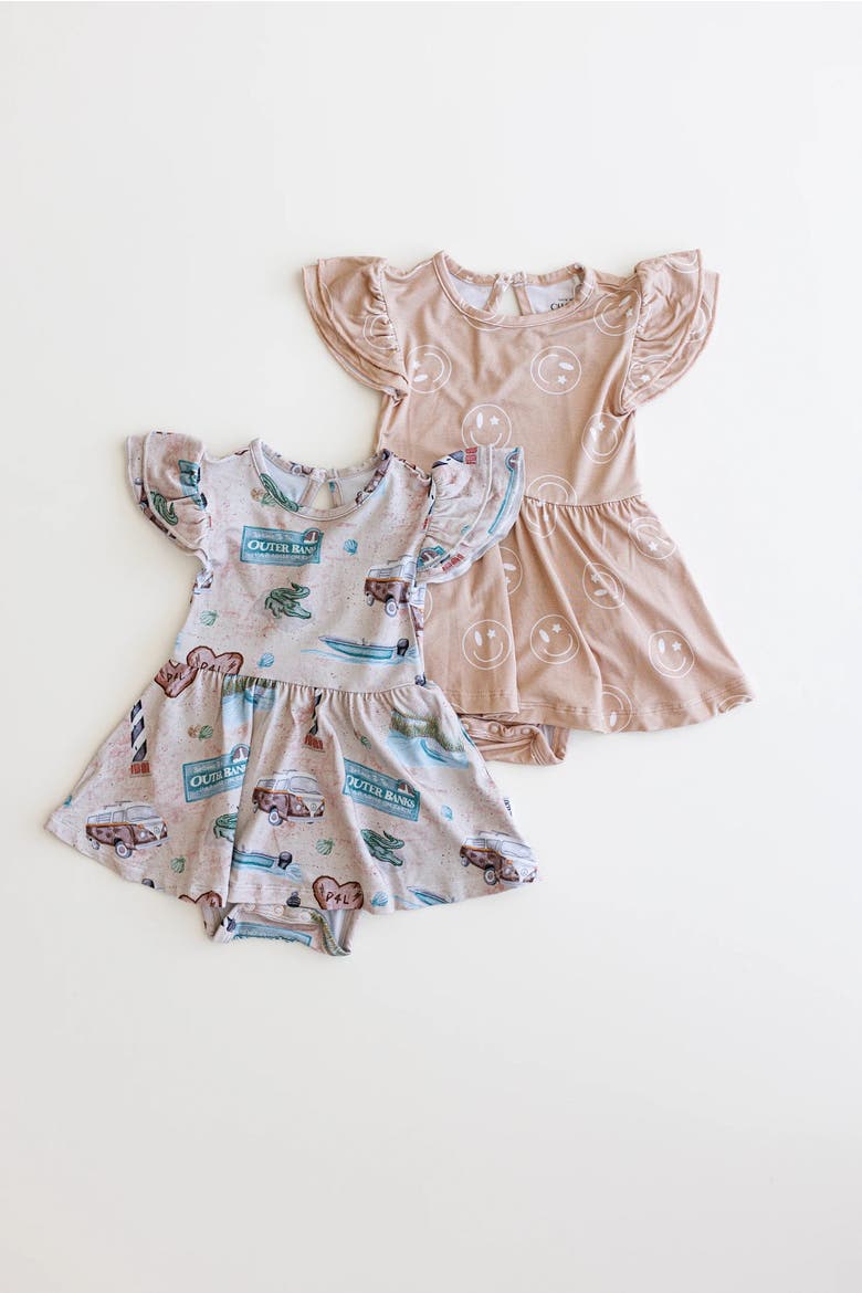 Little Girl's Outer Banks Twirl Dress, Alternate, color, Brown