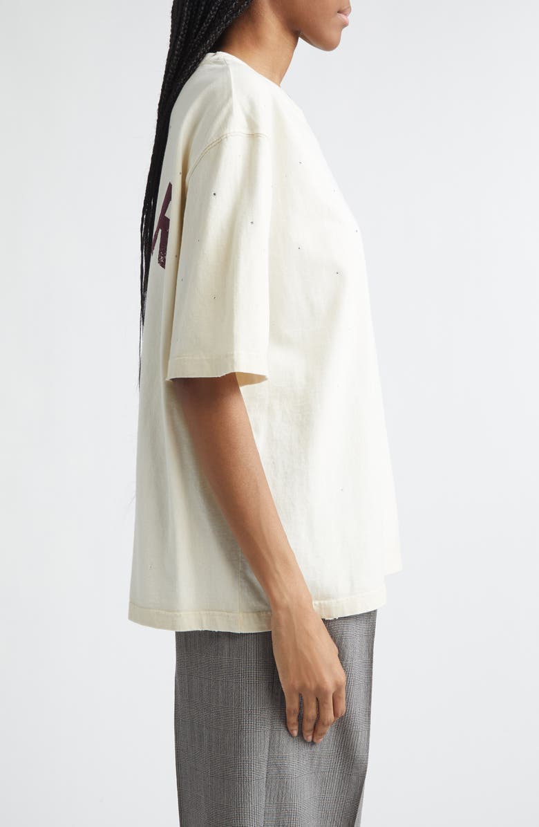 Golden Goose Distressed Boxy Cotton T-Shirt, Alternate, color, Heritage White