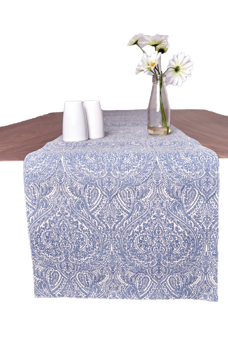 carol & frank Desiree Blue Kitchen Table Runner 13" x 72", Alternate, color, Blue