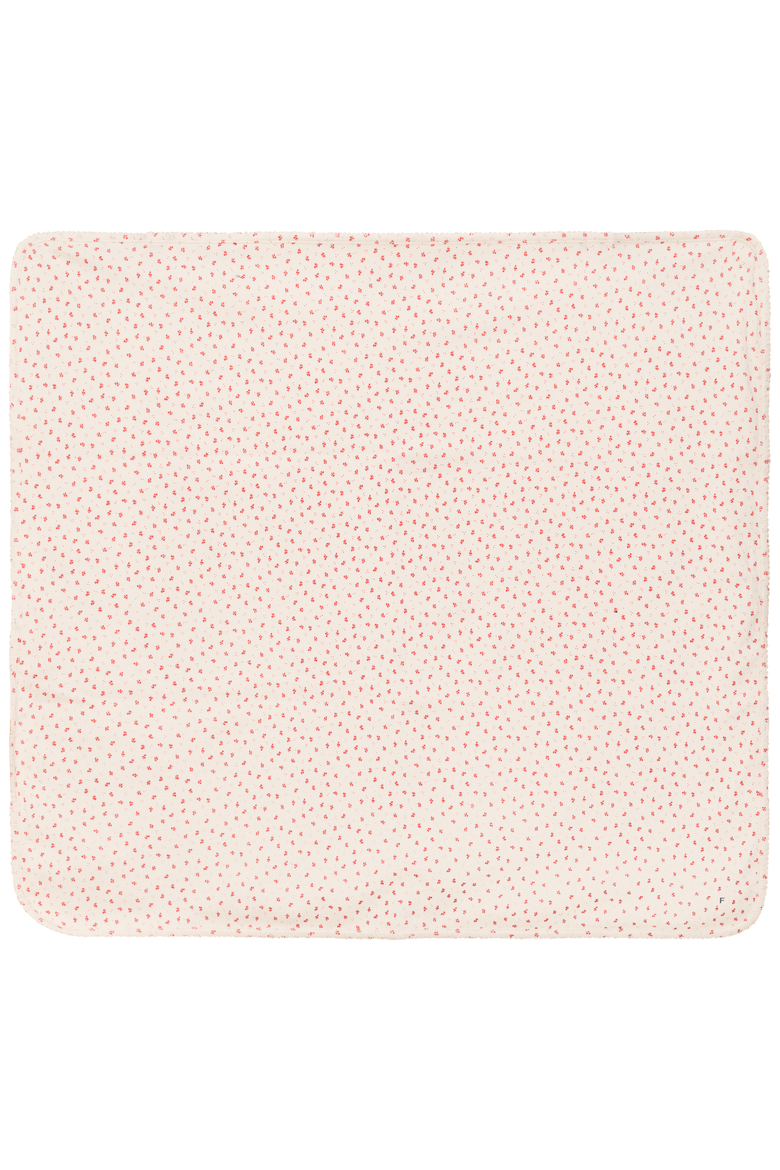 Crinkle Flower Print Knit Blanket, Main, color, Cream/Red