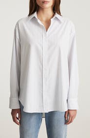 Mavi Jeans Stripe Oversize Cotton Button-Up Shirt