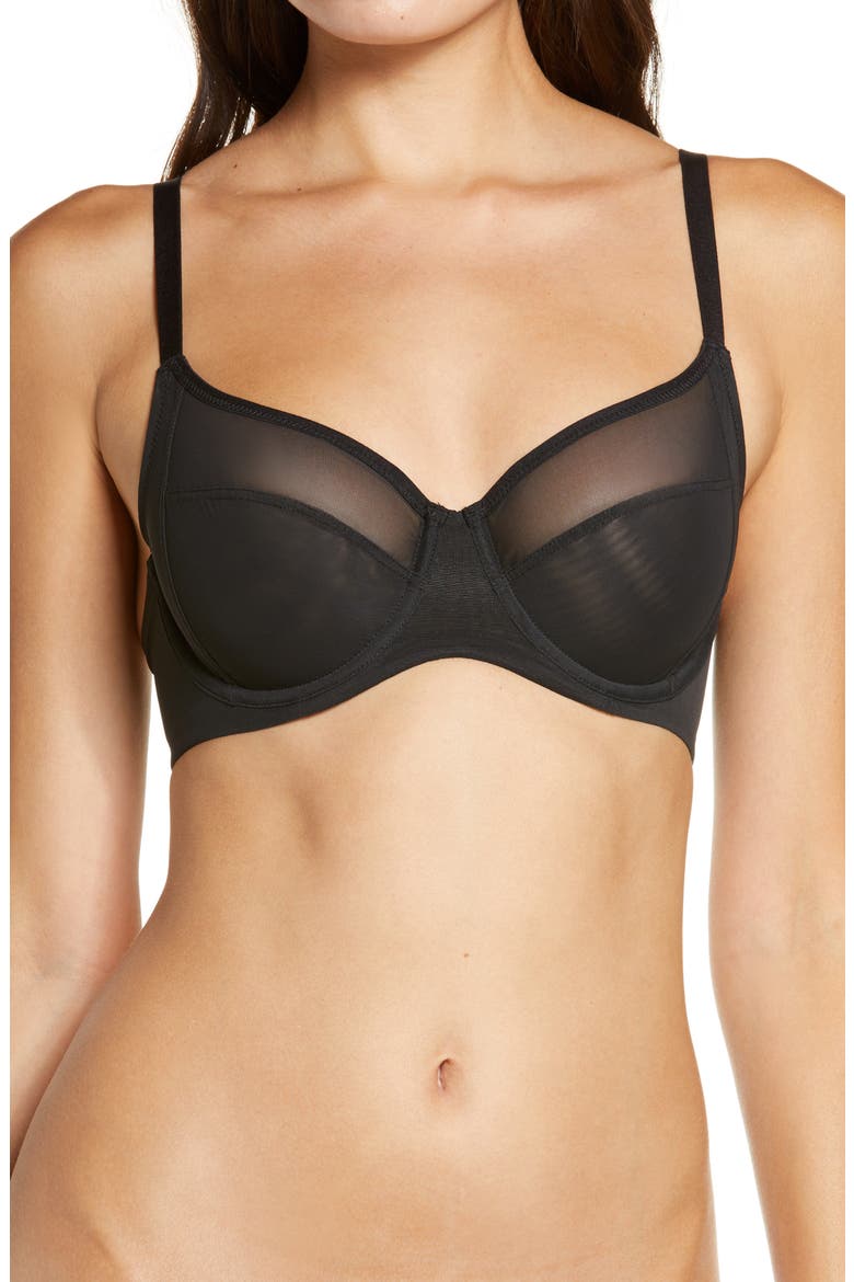 Modern Mesh Full Fit Underwire Bra, Main, color, BLACK