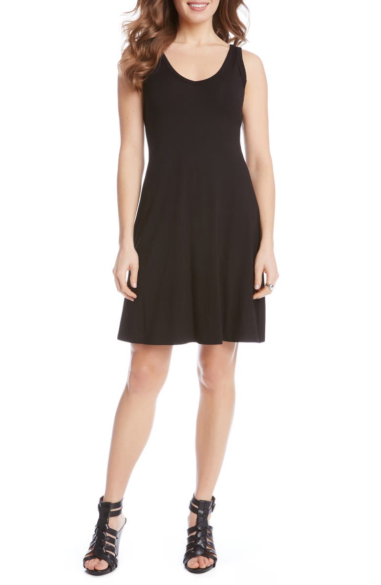 Karen Kane Brigitte Double V-Neck Jersey Dress, Alternate, color, Black