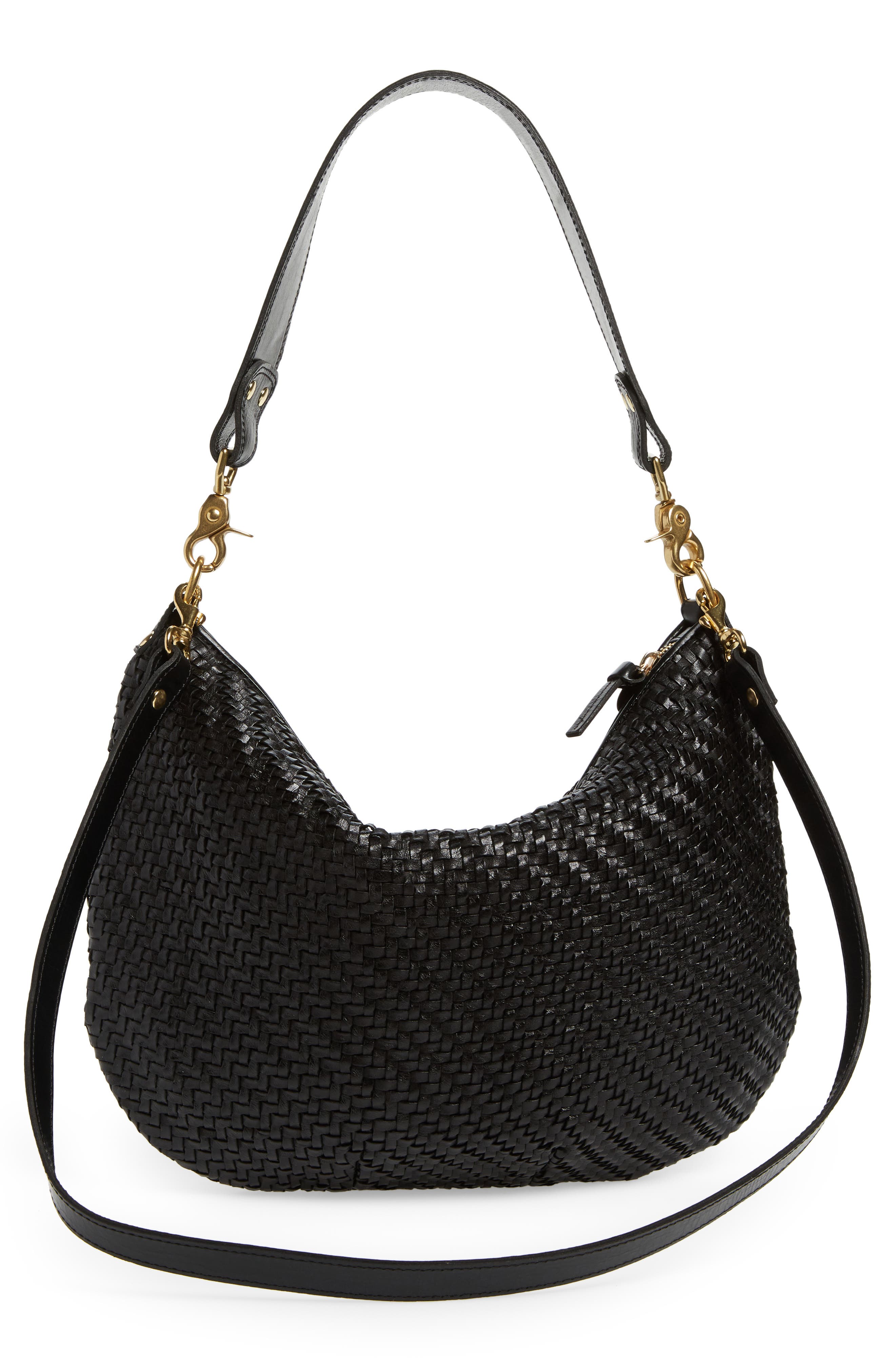 Clare V. Moyen Messenger Crossbody Bag, Alternate, color, Black Woven