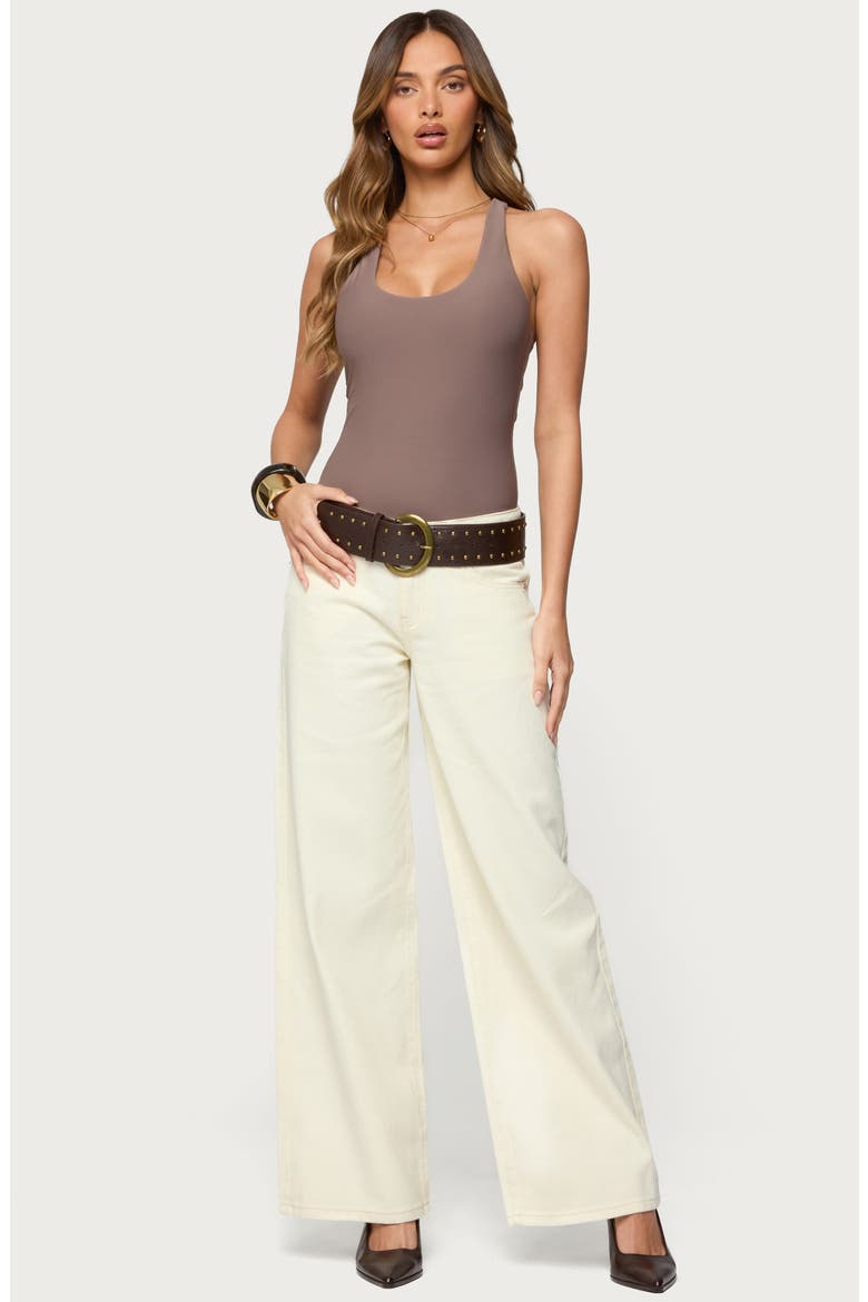 Svana Scoop Neck Racerback Bodysuit, Alternate, color, BROWN
