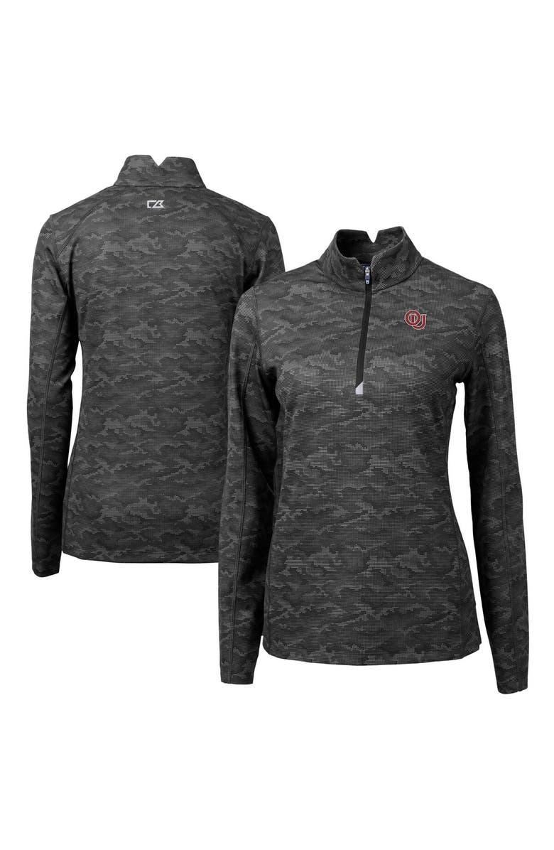 Cutter & Buck Women's Cutter & Buck  Black Oklahoma Sooners Vault DryTec Traverse Camo Print Stretch Quarter-Zip Top, Main, color, 