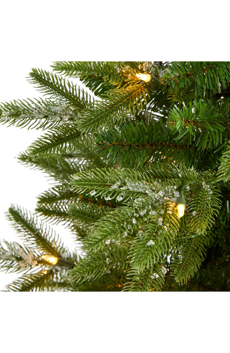 NEARLY NATURAL 3-ft Snowed Grand Teton Fir Artificial Christmas Tree with 50 Clear Lights and 111 Bendable Branches, Alternate, color, Green