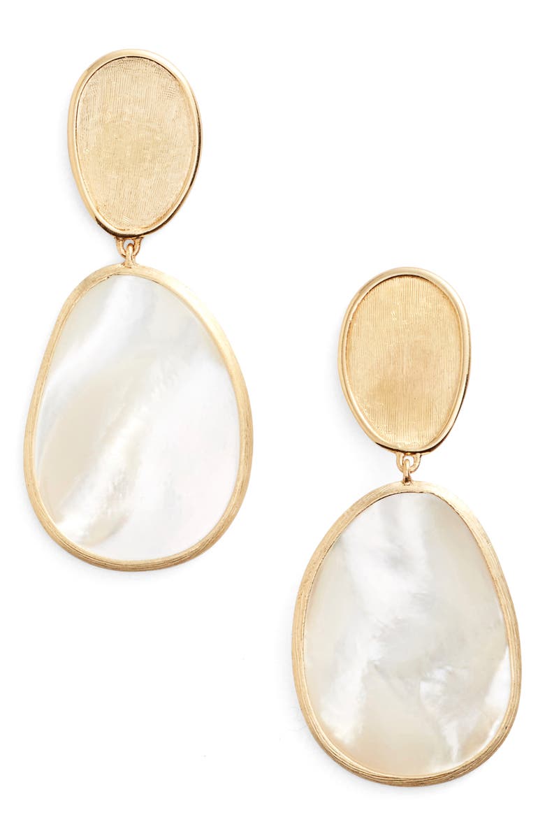 Marco Bicego Lunaria Mother of Pearl Drop Earrings, Main, color, White Mother Of Pearl