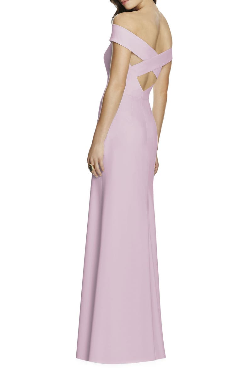 Off the Shoulder Column Gown, Alternate, color, SUEDE ROSE
