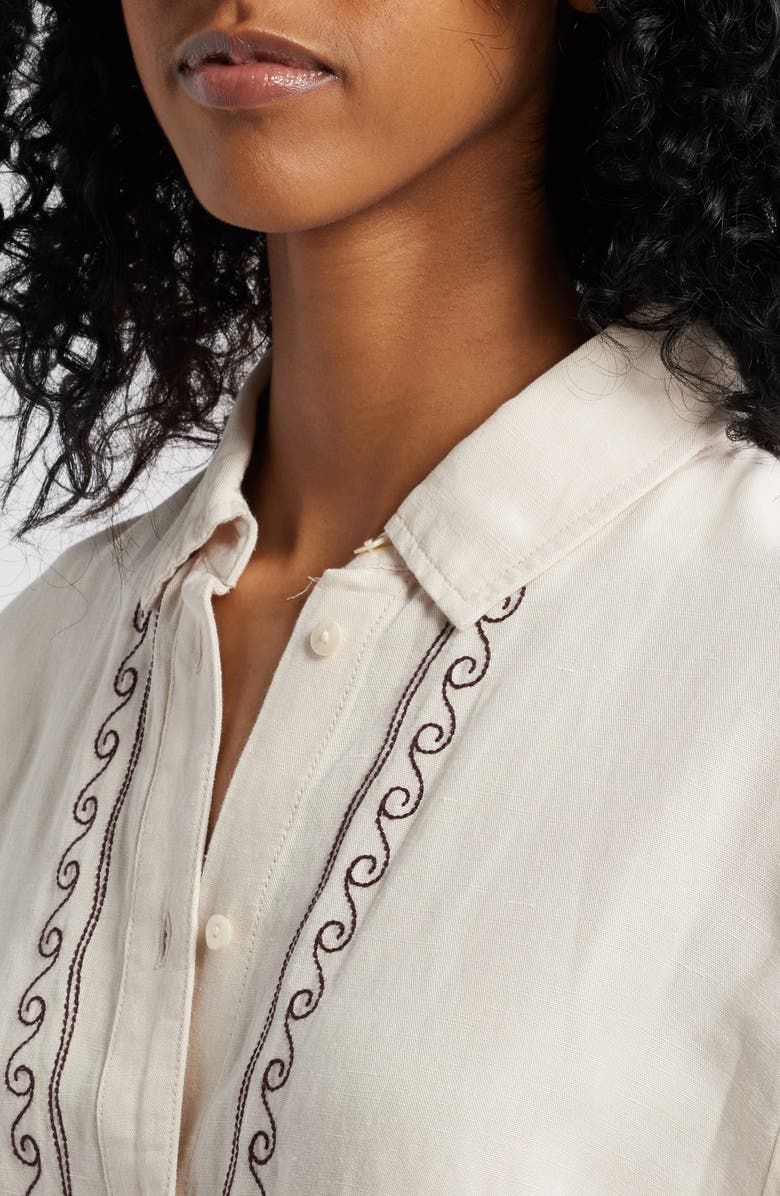 Rip Curl Beach Party Embroidered Linen Blend Camp Shirt, Alternate, color,