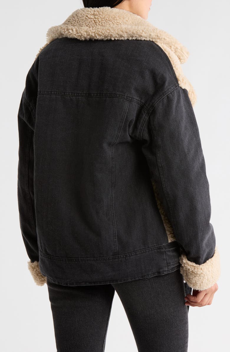 BLANKNYC Oversize Faux Shearling & Black Denim Jacket, Alternate, color, Hitch Hiker