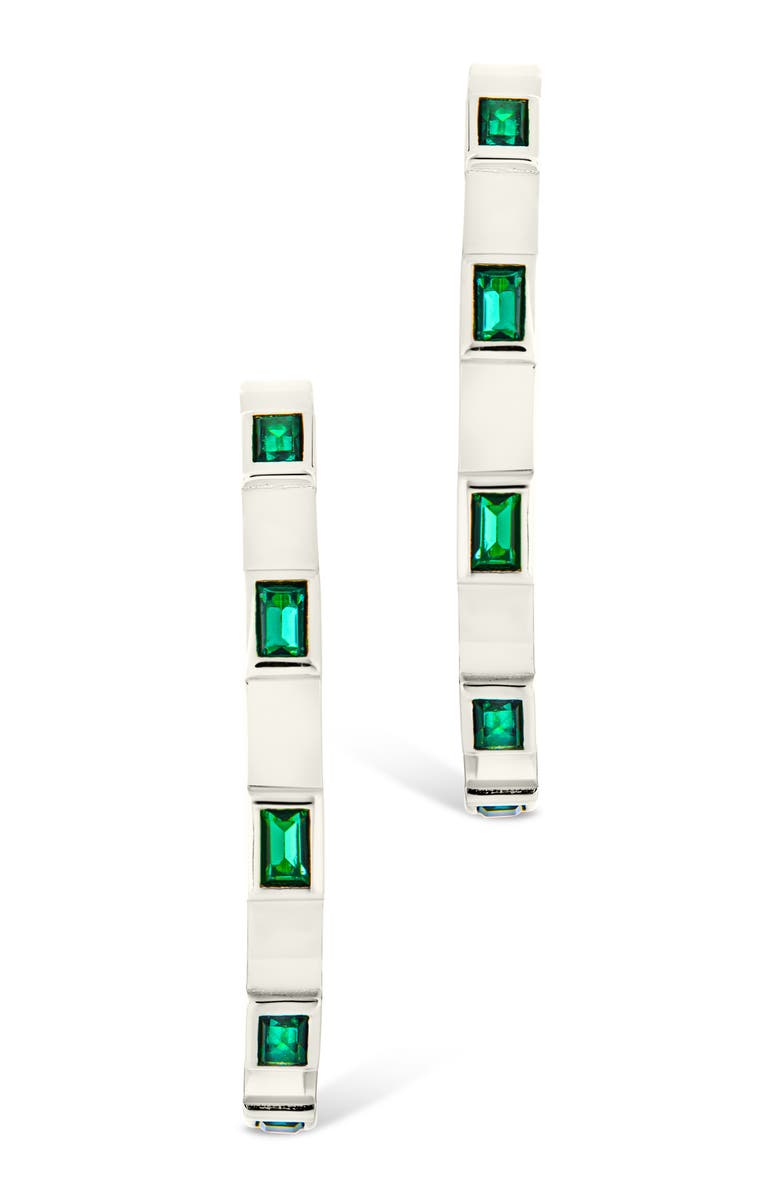 Sterling Forever Asher Cubic Zirconia Hoop Earrings, Alternate, color, Silver