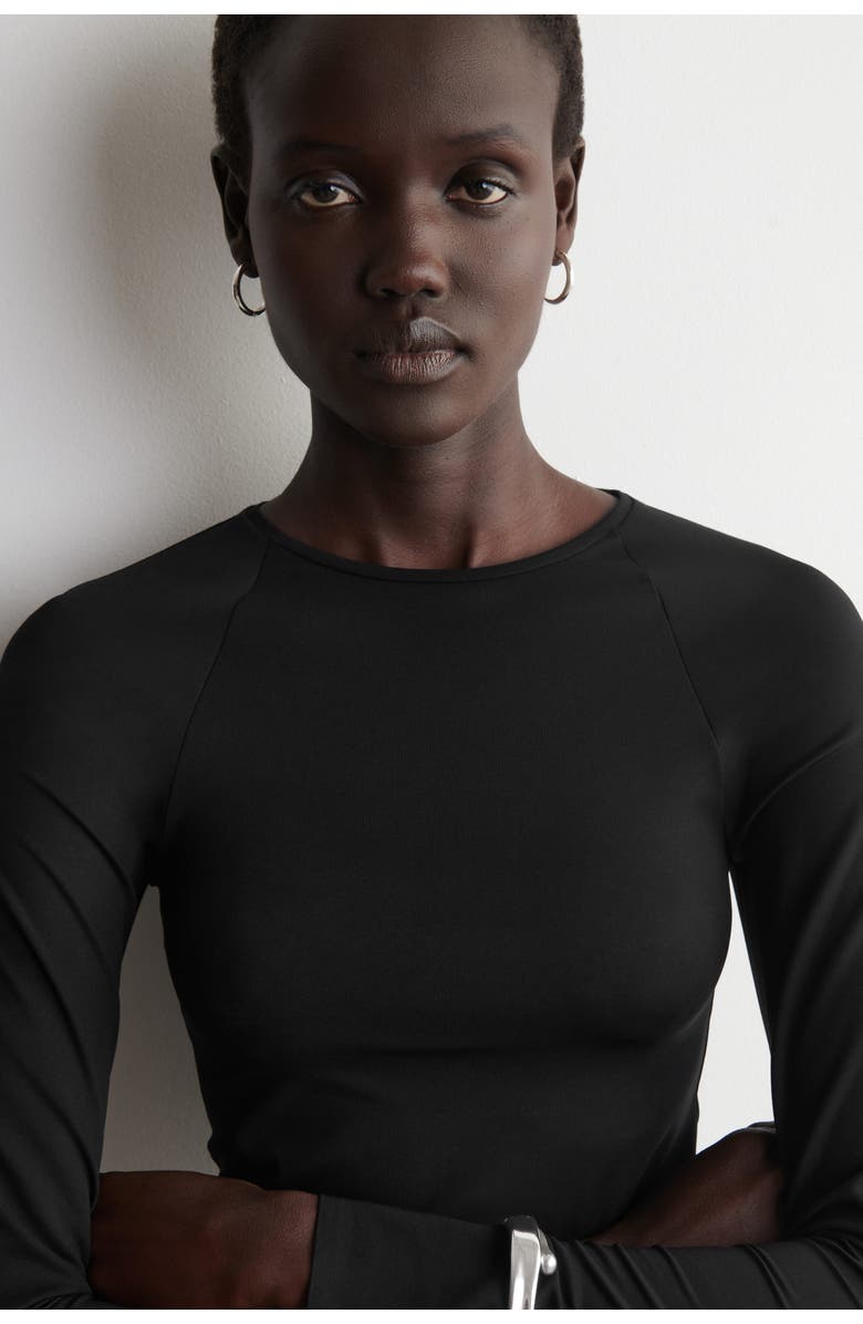 COS Technical Jersey Long-Sleeved Top, Alternate, color, Black