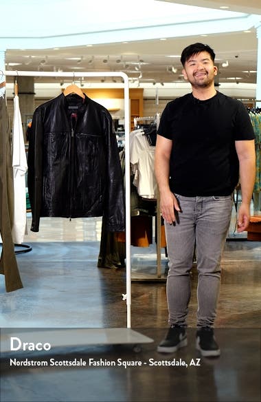 Band Collar Leather Jacket