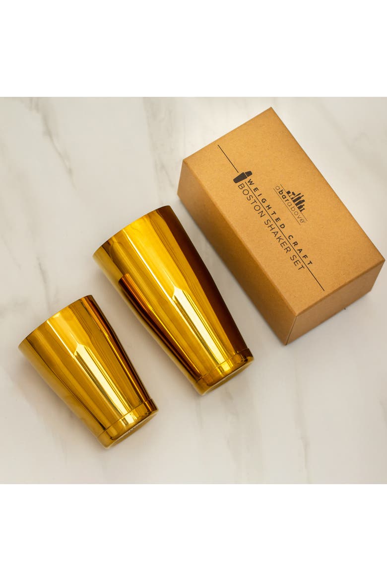 Gold Boston Cocktail Shaker Set, Weighted, Alternate, color, Gold
