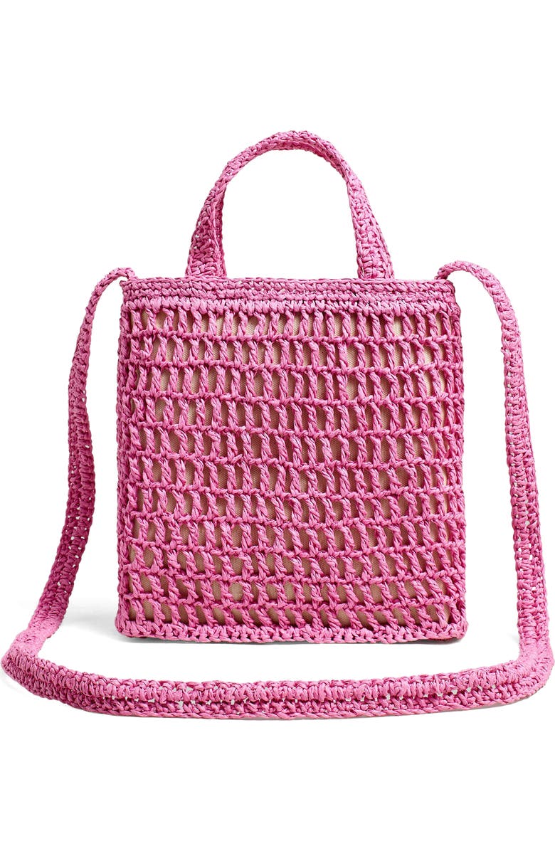 Madewell The Small Transport Straw Crossbody, Main, color, Retro Pink