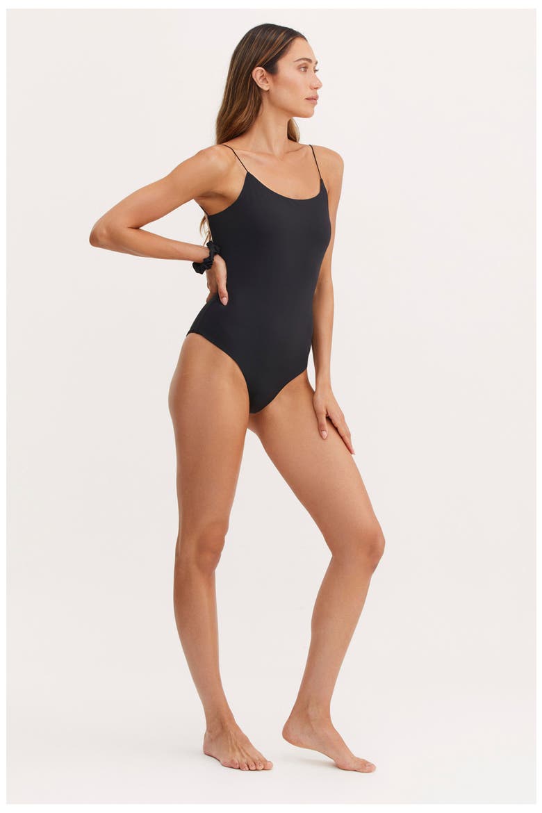Cloe Square Neck Open U-Back One Piece, Alternate, color, Black