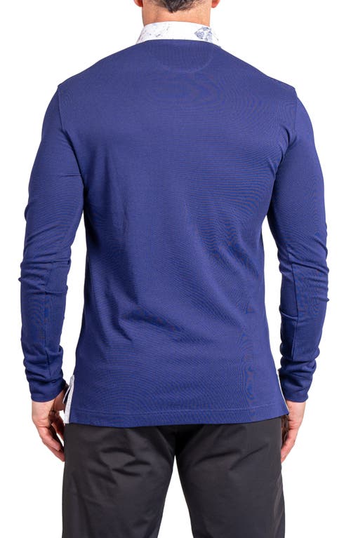 Maceoo Newton Ascension0008 Blue Long Sleeve Button-down Polo In Blue