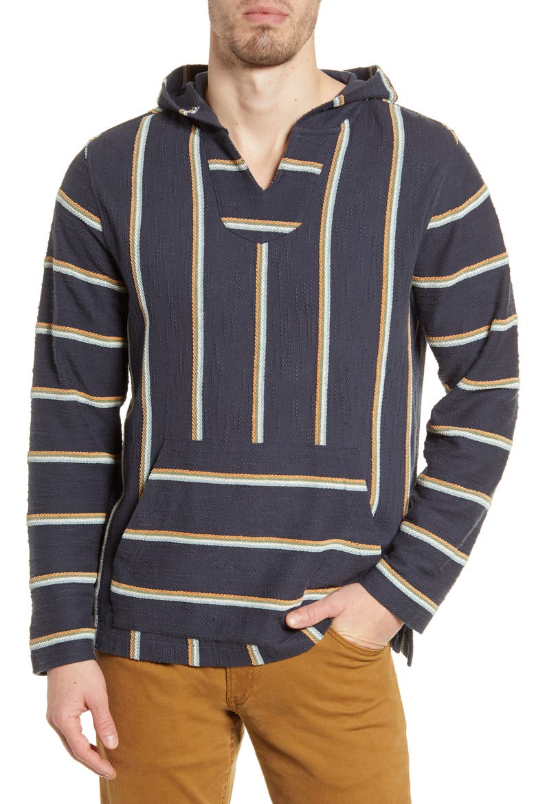 Stripe Baja Poncho, Main, color, NAVY BIARITZ