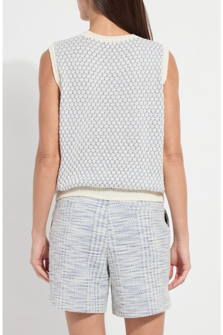 Claire Textured Linen & Cotton Sweater Vest, Alternate, color, ECRU/ AZZURRO