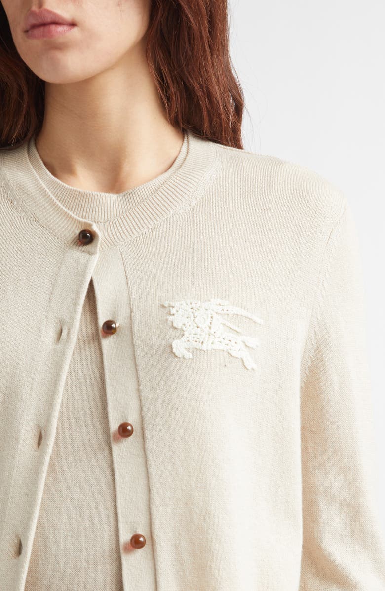Burberry Ravella EKD Wool & Cotton Blend Cardigan, Alternate, color, Easel Beige