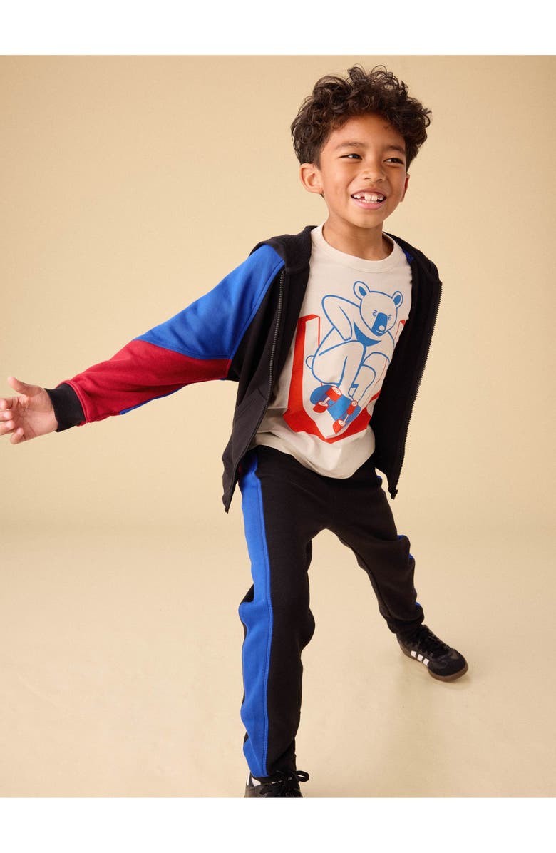 Tea Collection Colorblock Stripe-Out Joggers, Alternate, color, Jet Black