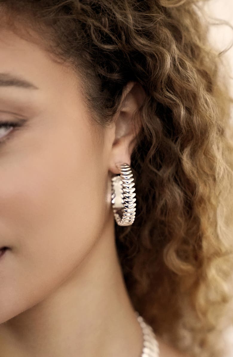 Ettika Vortex Medium Hoop Earrings, Alternate, color, Silver