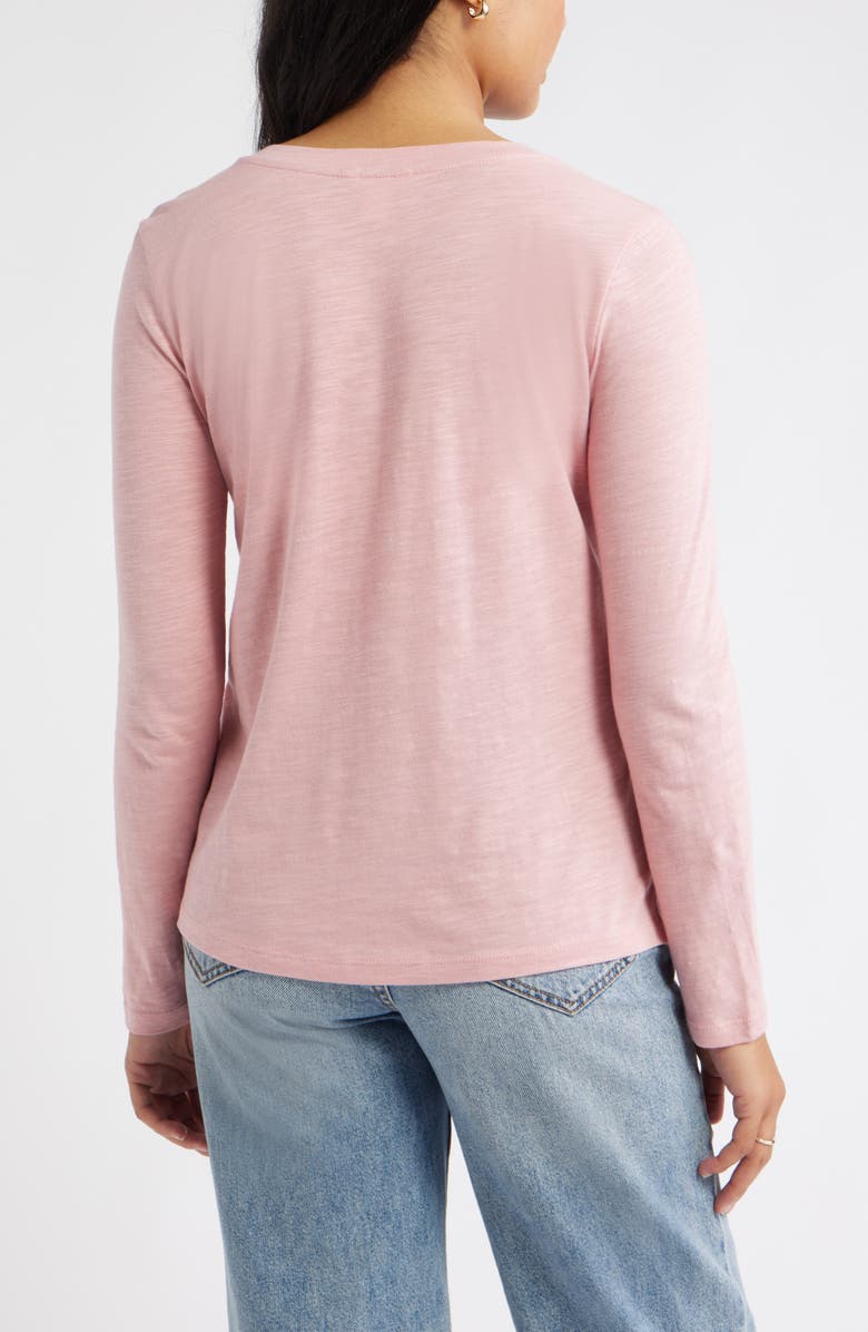 Caslon<sup>®</sup> Long Sleeve V-Neck T-Shirt, Alternate, color, Pink Beauty
