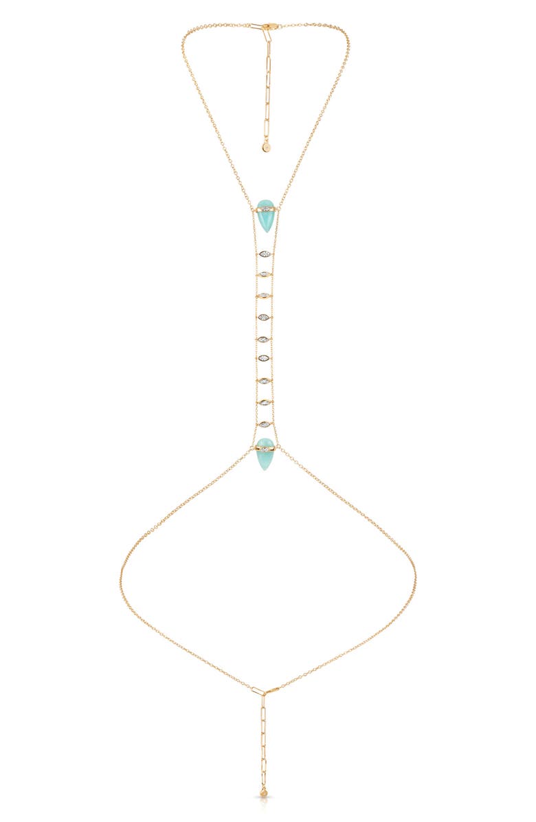 Ettika Reconstituted Turquoise Solstice Body Chain, Main, color, Turquoise
