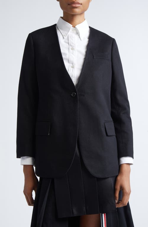 Thom Browne Cashmere-silk Narrow Shoulder 2-in-1 Sportcoat In Black