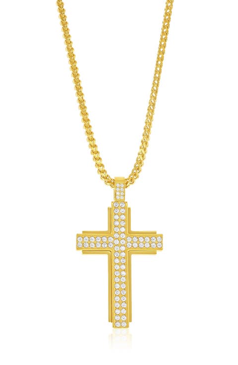 Men's Cubic Zirconia Cross Pendant Necklace