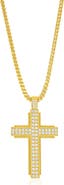 BLACKJACK Men's Cubic Zirconia Cross Pendant Necklace